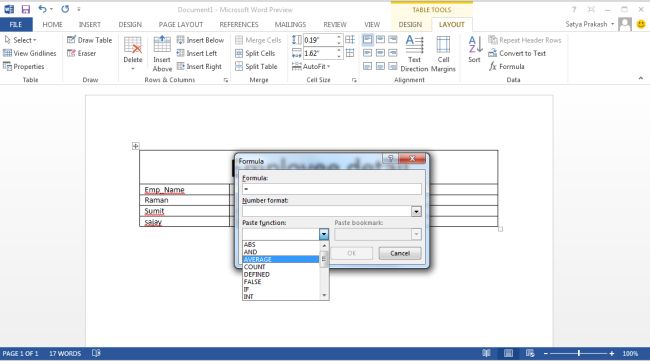 Mathematical Formula in Word 2013